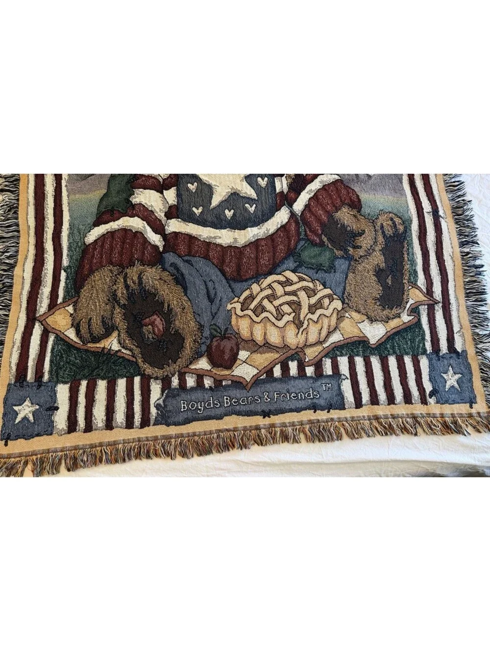 VTG Boyd’s Bears Friends Tapestry Throw. Blanket Proud To Be Bearmerican EUC